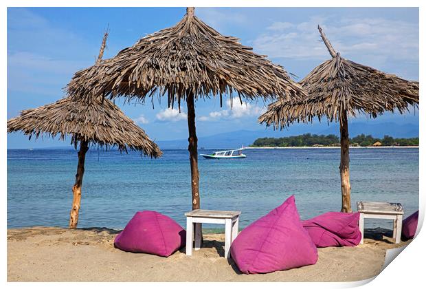 Parasols on Island Gili Trawangan, Indonesia Print by Arterra 