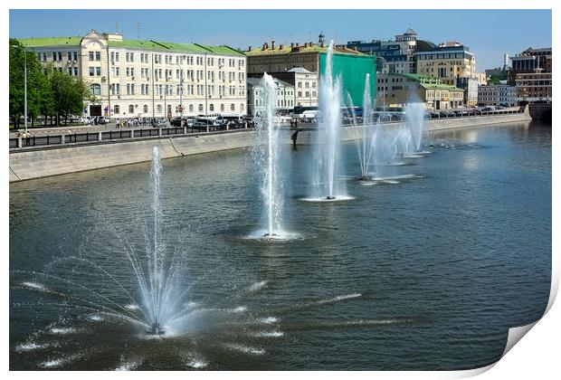 The fountains on the river. Print by Valerii Soloviov