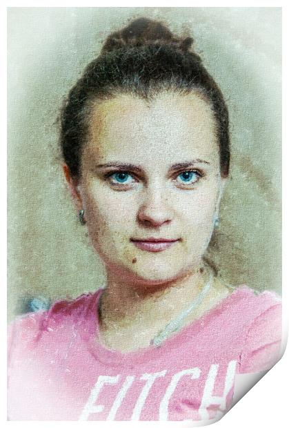 Portrait of a girl. Print by Valerii Soloviov