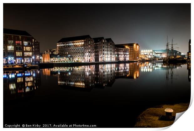 Gloucester Docks By Night Print by Ben Kirby