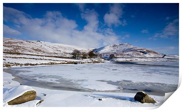 Serene Winter Morning at Embsay Reservoir Print by Jim Round