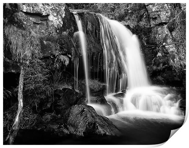 Majestic Flowing Waterfall in Scottish Highlands Print by Jim Round