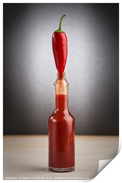 Hot sauce and chili peppers Print by Ragnar Lothbrok