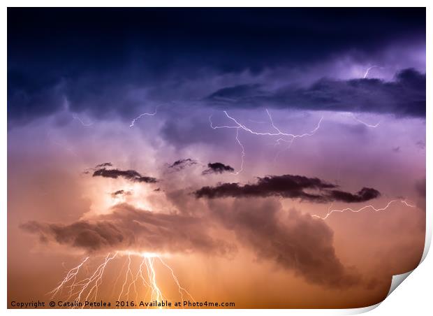 Cloudscape with thunder bolt Print by Ragnar Lothbrok