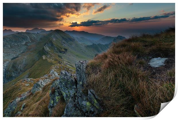 Mountain range at sunset Print by Ragnar Lothbrok