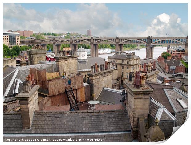 Old Newcastle Rooftops Print by Joseph Clemson