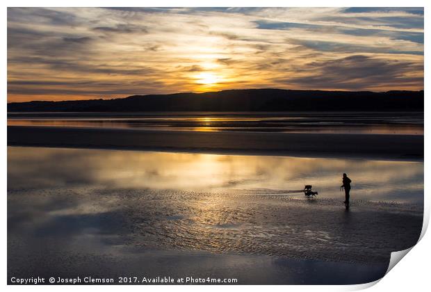 Sunset at  Arnside over the Kent estuary Print by Joseph Clemson