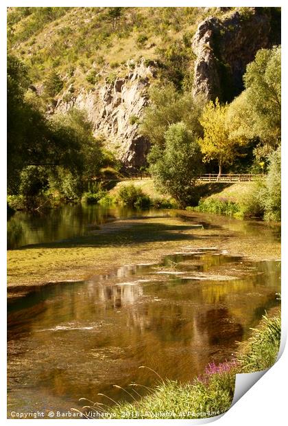 Small river among hills in Croatia Print by Barbara Vizhanyo