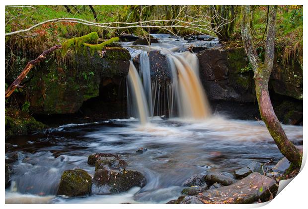 Cascading Waterfalls in the Brecon Beacons Print by michael Bryan