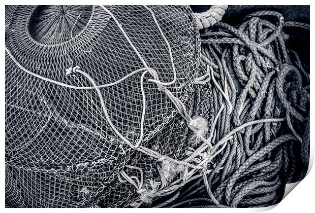 Pot and Rope in Mono Print by Janette Hill