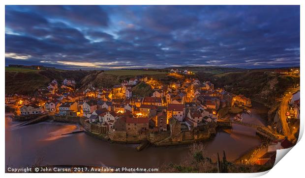 Serenity at Staithes Print by John Carson