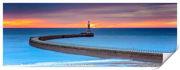 Embracing Sunrise at Roker Pier Print by John Carson