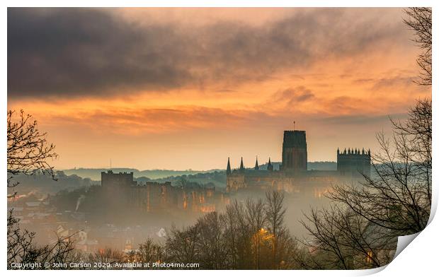 Mystical Morning at Durham Cathedral Print by John Carson