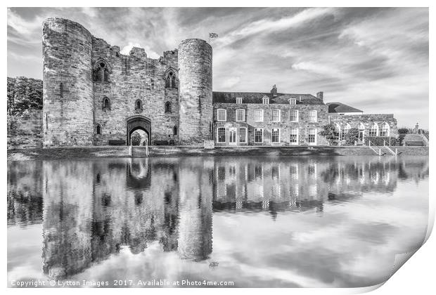 Tonbridge Castle Reflections 2 (black and white) Print by Wayne Lytton