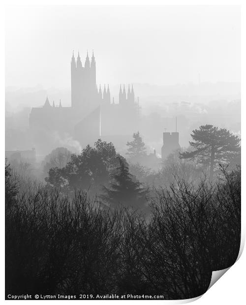 Foggy Canterbury cityscape Print by Wayne Lytton