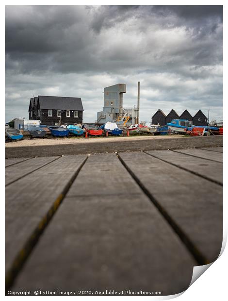 Whitstable Fishing Huts Print by Wayne Lytton