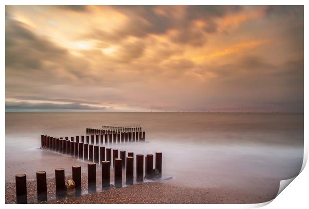 Dusk on the Suffolk Coast Print by Kevin Snelling