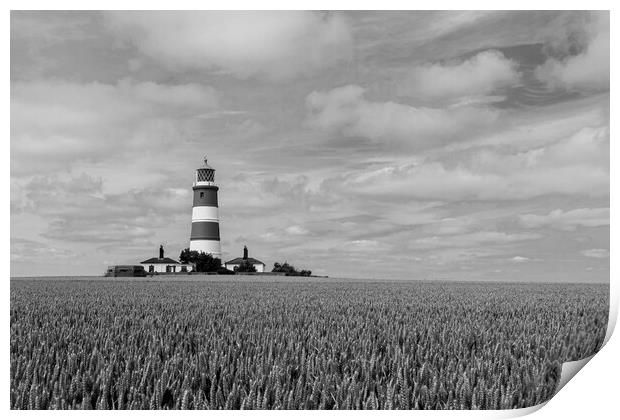 The Striking Monochrome of Happisburgh Lighthouse Print by Kevin Snelling