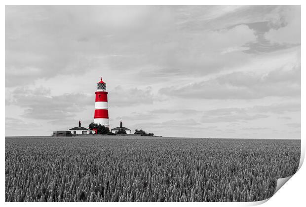 Moody Monochrome Lighthouse Print by Kevin Snelling