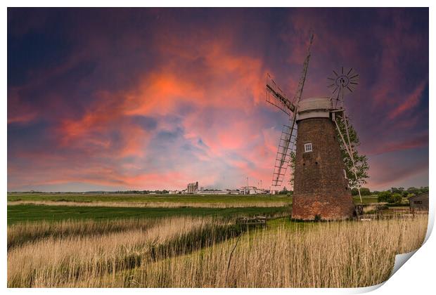 Hardley Windmill norfolk broads Print by Kevin Snelling