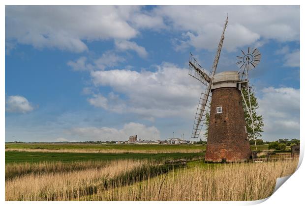 Hardley Windmill norfolk broads Print by Kevin Snelling