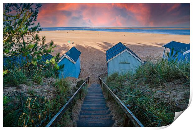 steps to the beach wells next the sea Print by Kevin Snelling