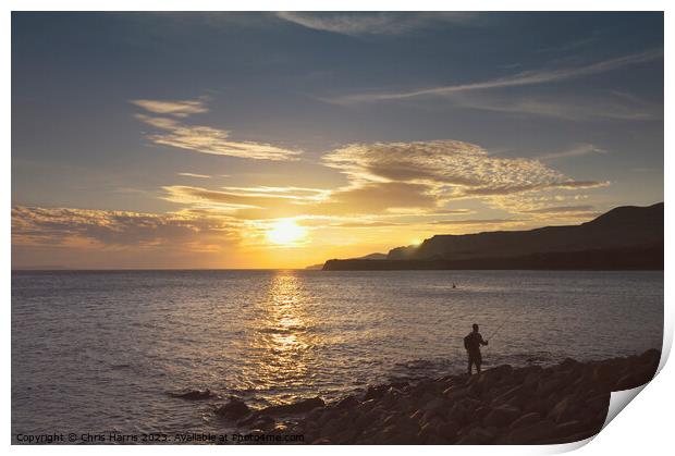 Fishing in Kimmeridge Bay Print by Chris Harris