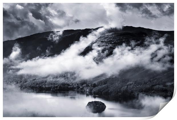 The Lakes in the mist Print by Chris Harris