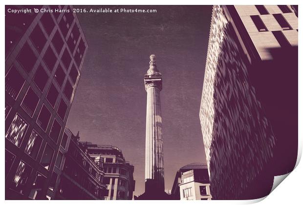 Monument to the Great Fire of London Print by Chris Harris