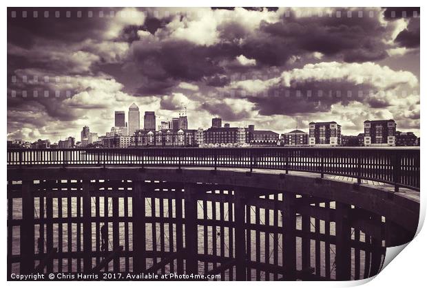 Canary Wharf skyline Print by Chris Harris