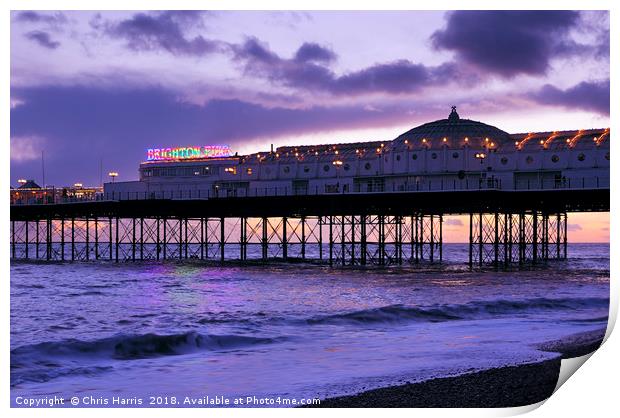 Brighton Pier - Sunset to dusk Print by Chris Harris