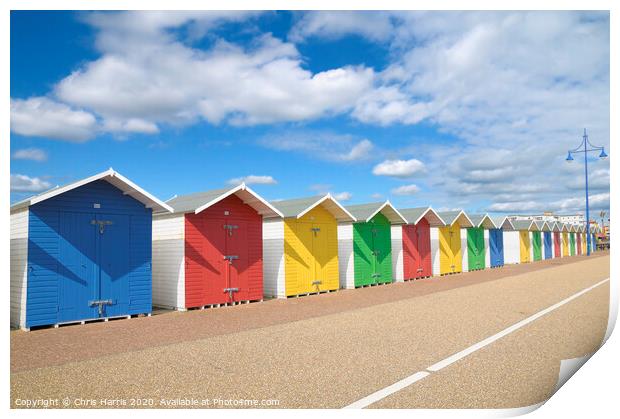 Beach huts in Eastbourne Print by Chris Harris