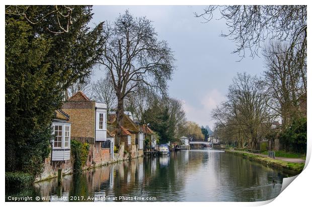 Looking East up the River Lea in Ware. Print by Will Elliott