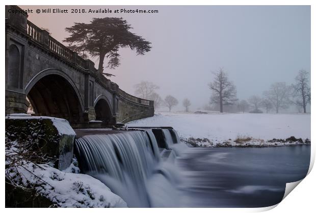 Snowfalls under the bridge Print by Will Elliott