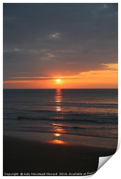 Sunset, Brancaster Beach, Norfolk Print by Judy Newstead-Howard