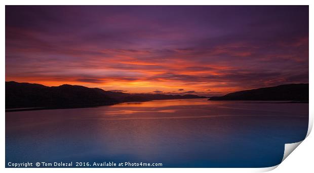 Red Sunset at Loch A Chairn Bhain Print by Tom Dolezal