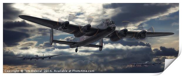Lancaster bombers returning. Print by Tom Dolezal