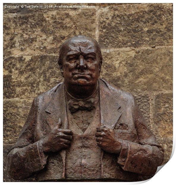 Churchill bust in Prague Print by Tom Dolezal