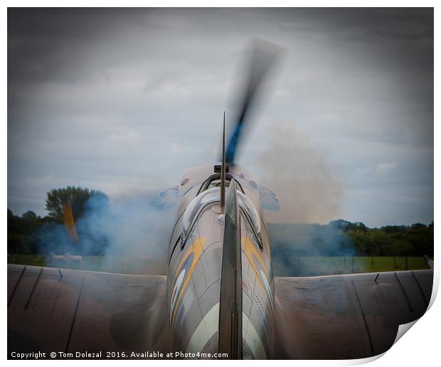Smoky Spitfire start up. Print by Tom Dolezal