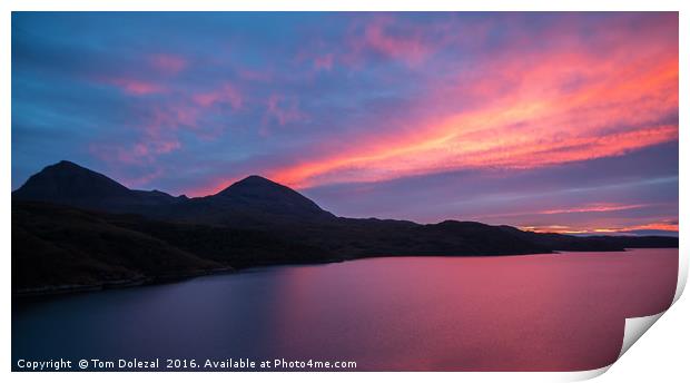 Fiery Quinag sunset Print by Tom Dolezal