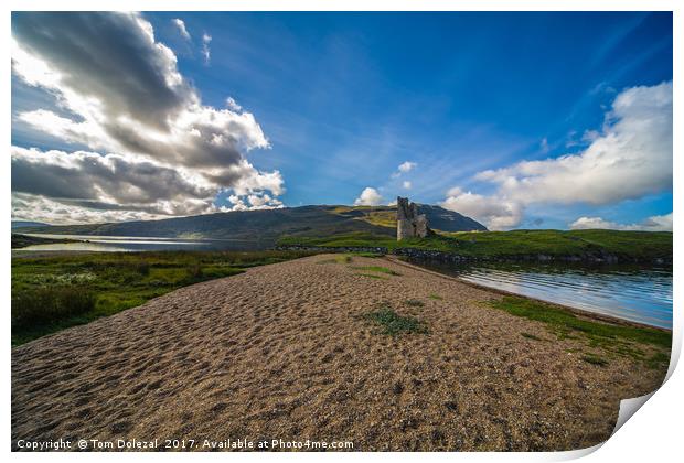 ardvreck castle, reflection, archeology, architect Print by Tom Dolezal