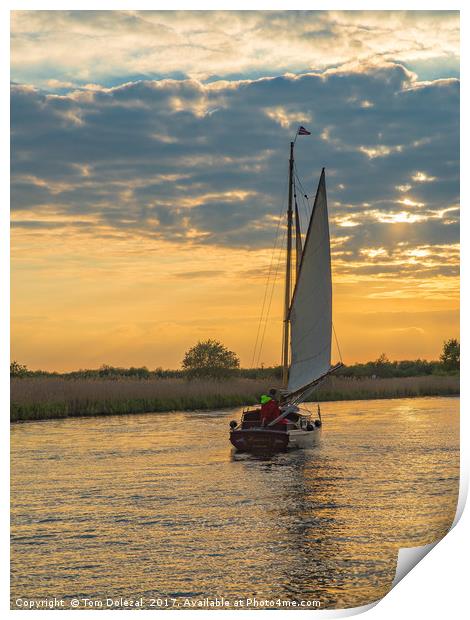 Sailing into the sunset Print by Tom Dolezal
