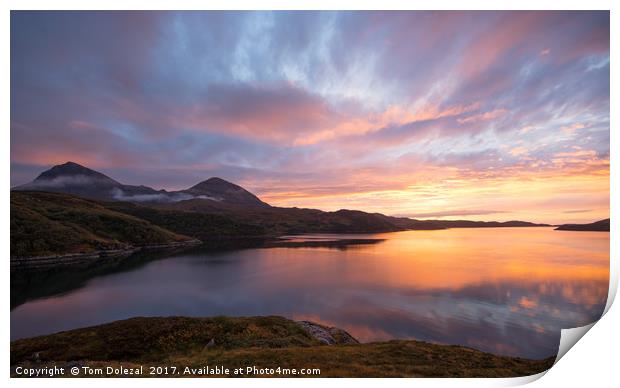 Loch Cairnbawns sunset Print by Tom Dolezal