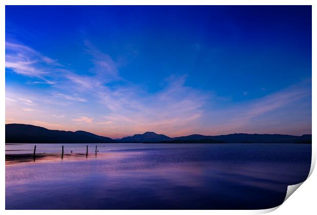 Loch Lomond sunset Print by Jeanette Teare