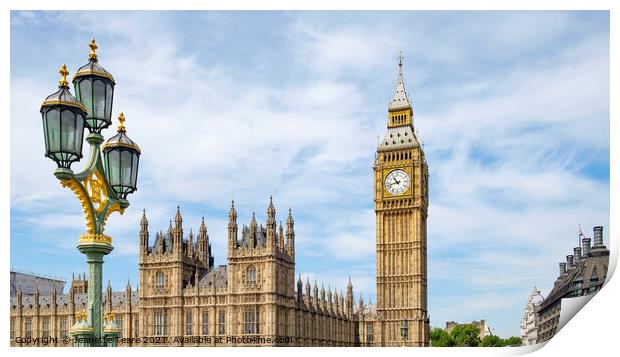 London - Big Ben and Houses of parliament Print by Jeanette Teare