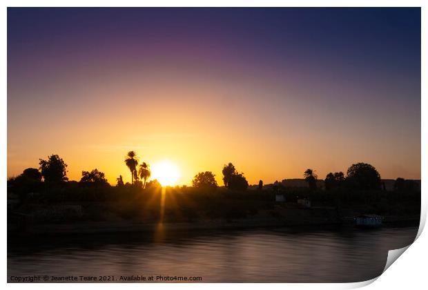 Sunset on River Nile Print by Jeanette Teare