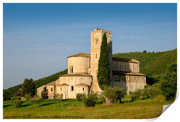 Sant Antimo monastery, Tuscany Print by Jeanette Teare