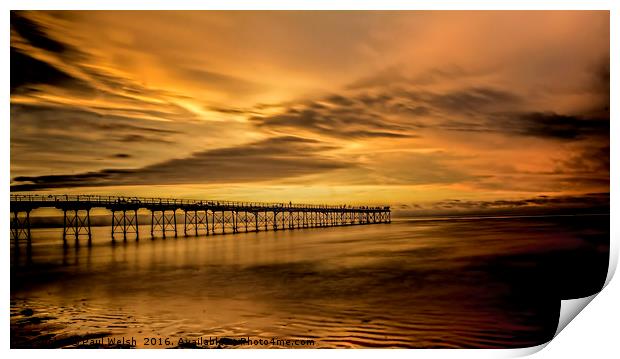 Saltburn Pier - the first and last on the NE coast Print by Paul Welsh