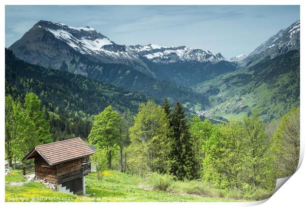Mountain hut in French Alps Print by JUDI LION