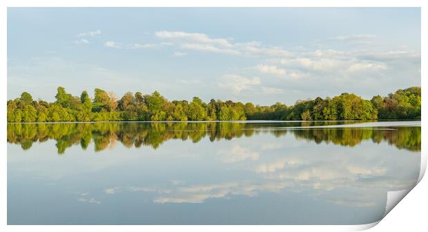 View across the Mere to a clear reflection of dist Print by Steve Heap